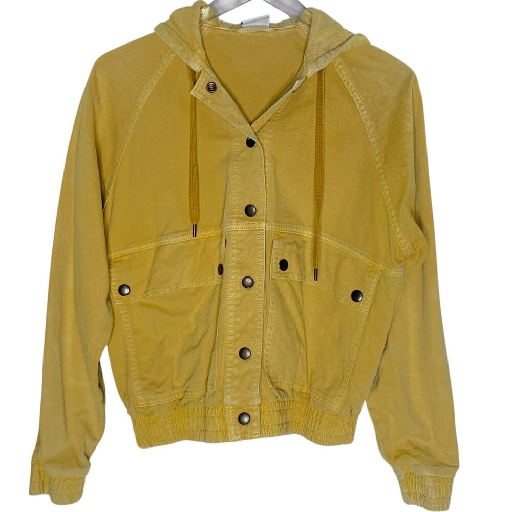Urban Outfitters Bdg S Rowan Hooded Bomber Jacket Utility Marigold Yellow